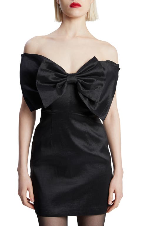 Shop Bardot Bow Off The Shoulder Minidress In Black