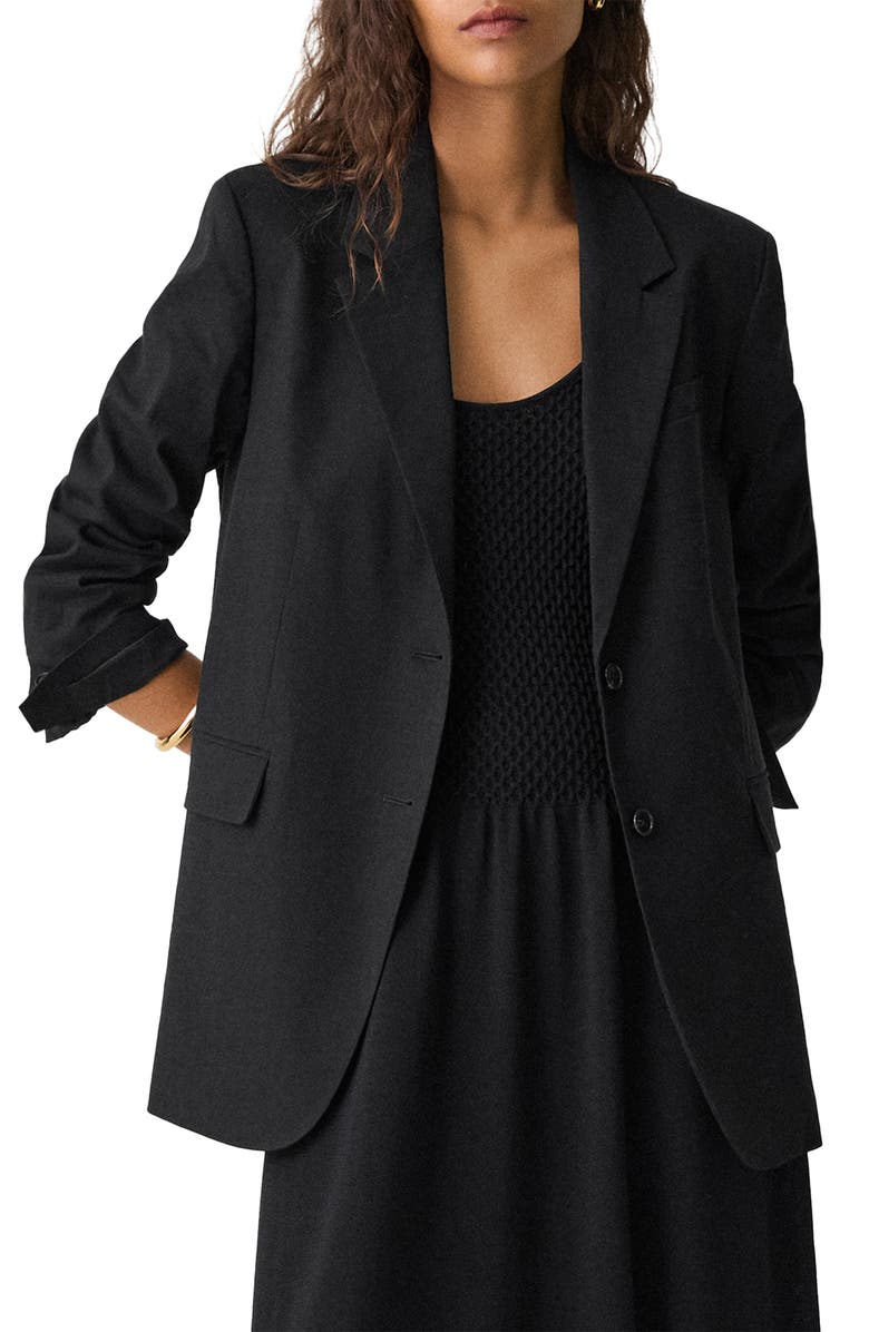 Theory Linen Blend Blazer, Main, color, Black