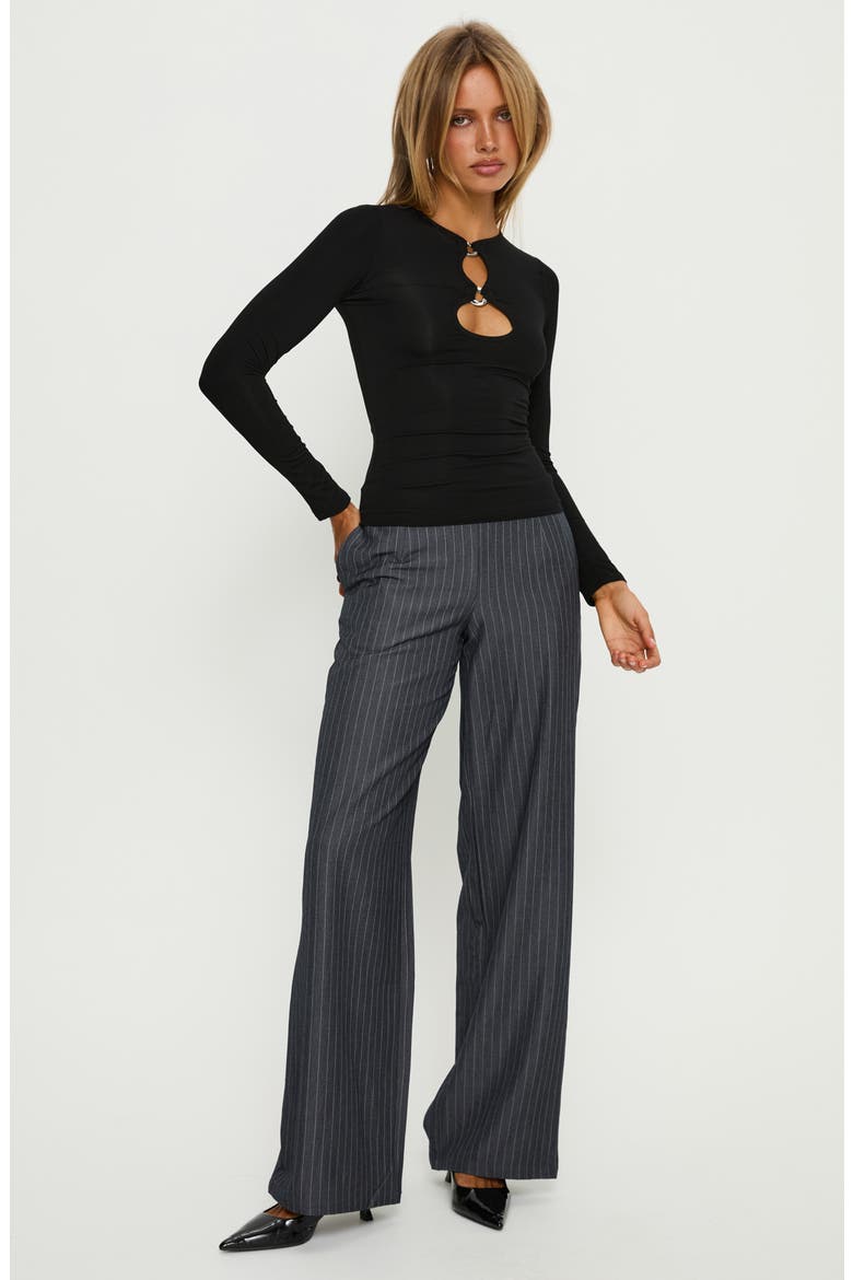 Orlaith Long Sleeve Cutout Top, Alternate, color, BLACK