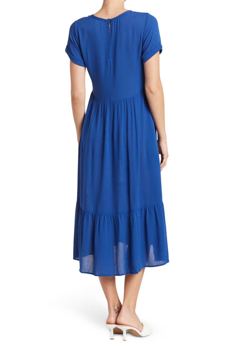 Short Sleeve Tiered Midi Dress, Alternate, color, COBALT