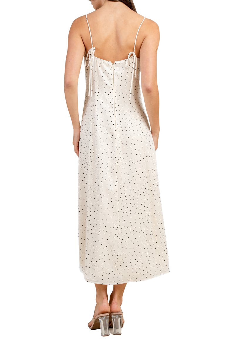Lace-Up Polka Dot Midi Dress, Alternate, color, IVORY