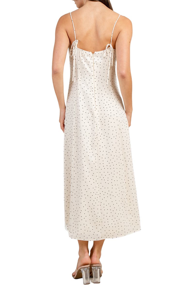 Beivy Lace-Up Polka Dot Midi Dress, Alternate, color, Ivory