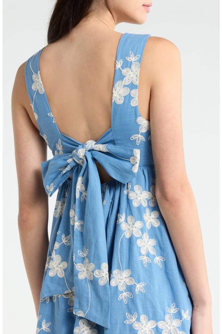Keren Embroidered Cotton Fit & Flare Dress, Alternate, color, BLUE-WHITE