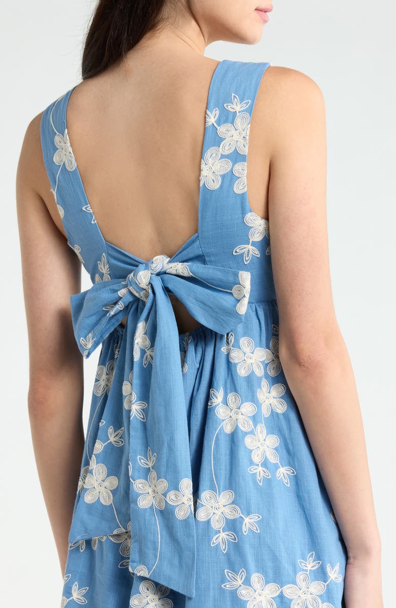 SUGARLIPS Keren Embroidered Cotton Fit & Flare Dress, Alternate, color, Blue-White