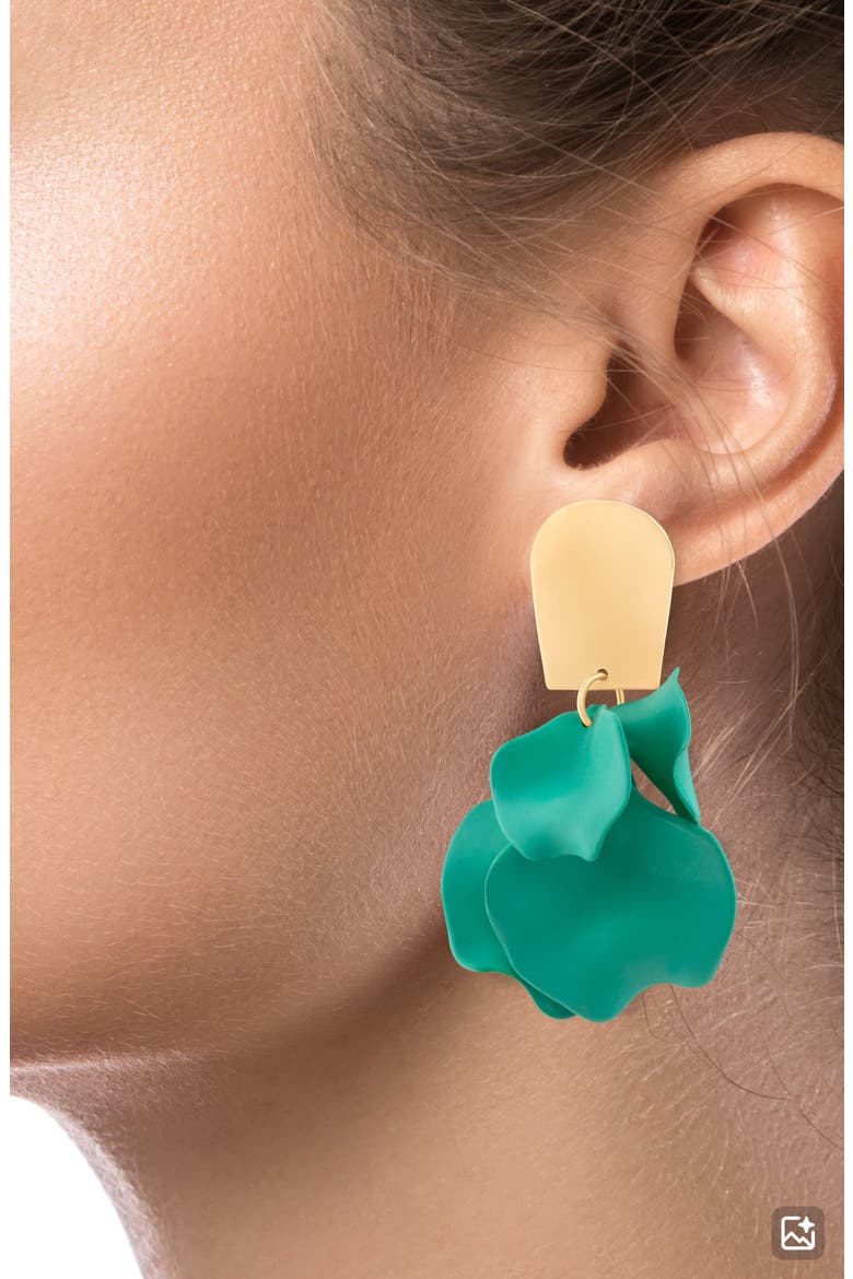 Ginkgo Flower Drop Earrings (Nordstrom Exclusive), Alternate, color, TEAL/ GOLD