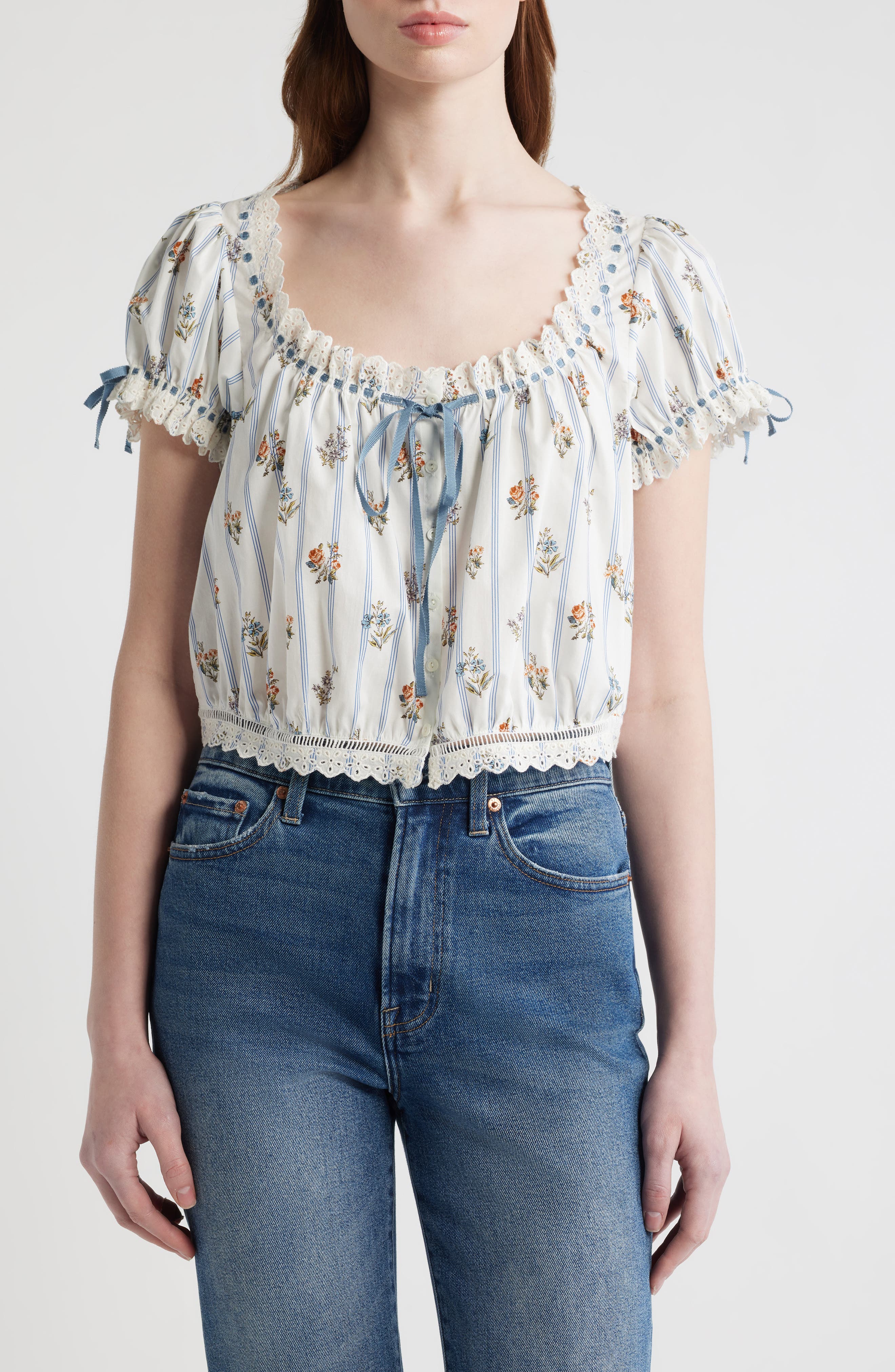 Nera Eyelet Ruffle Organic Cotton Crop Top - image 3