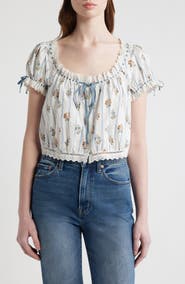 DÔEN Nera Eyelet Ruffle Organic Cotton Crop Top