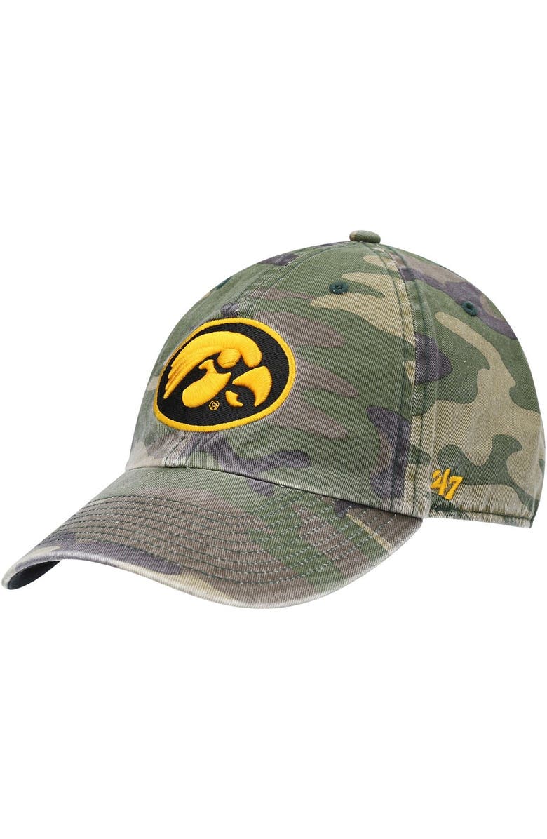 '47 Men's '47 Camo Iowa Hawkeyes Clean Up Core Adjustable Hat, Main, color, 