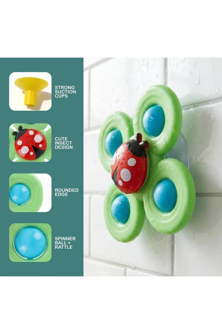 Suction Cup Spinner Sensory Bath Toy Set, Alternate, color, Multicolor