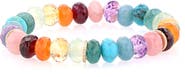Sheryl Lowe 14K Rainbow Mix 10MM Bead Bracelet With 3 Diamond Rondelles