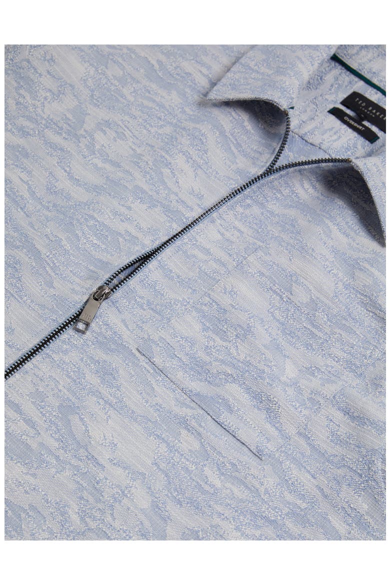 Lerreto Jacquard Denim Zip Overshirt, Alternate, color, BLUE
