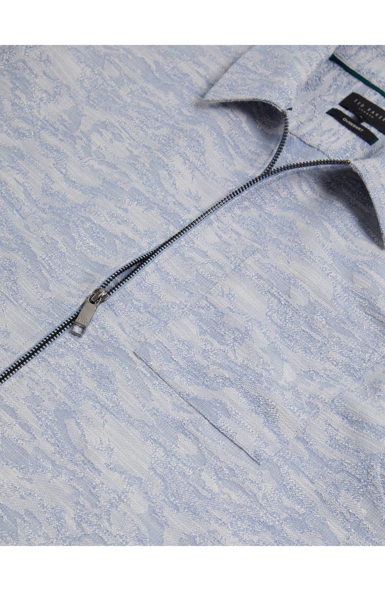 Ted Baker Lerreto Jacquard Denim Zip Overshirt, Alternate, color, Blue