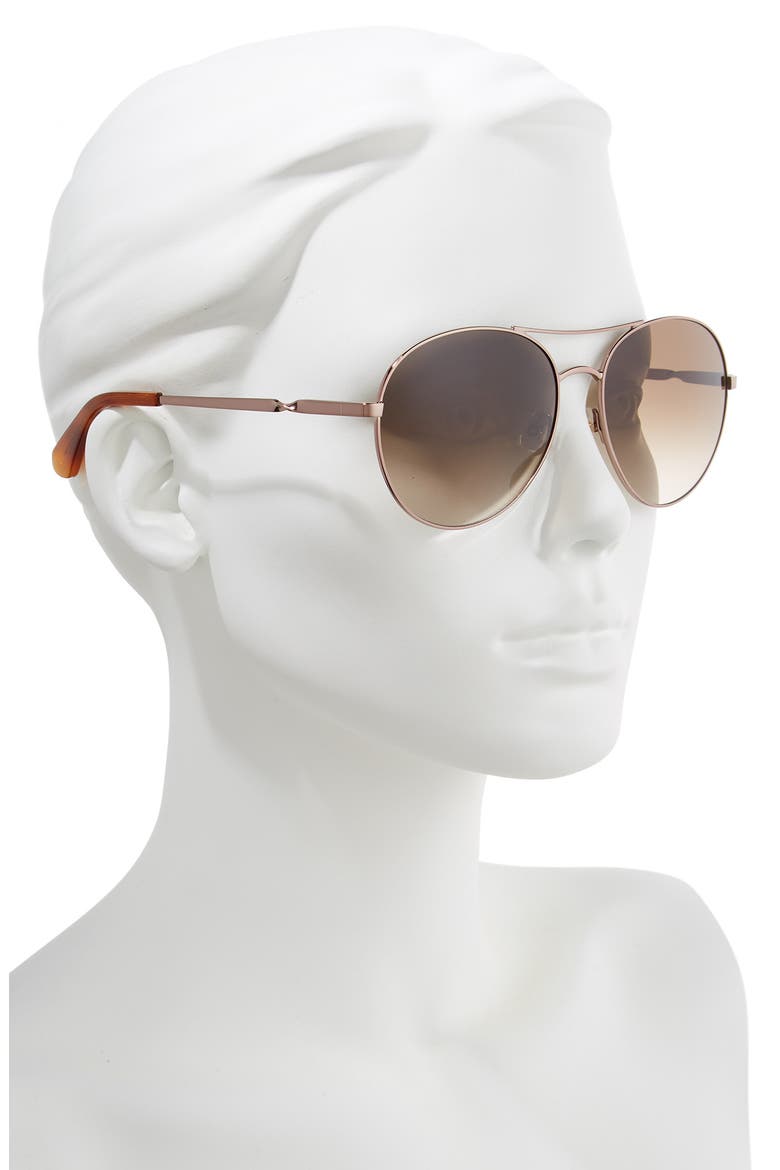joshelle 60mm aviator sunglasses, Alternate, color, GOLD/ DARK HAVANA