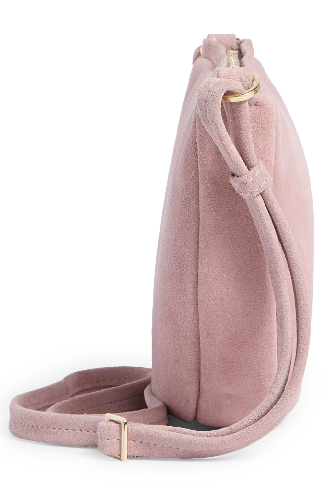 Thacker Liz Crescent Leather Crossbody Bag, Alternate, color, Rose Smoke