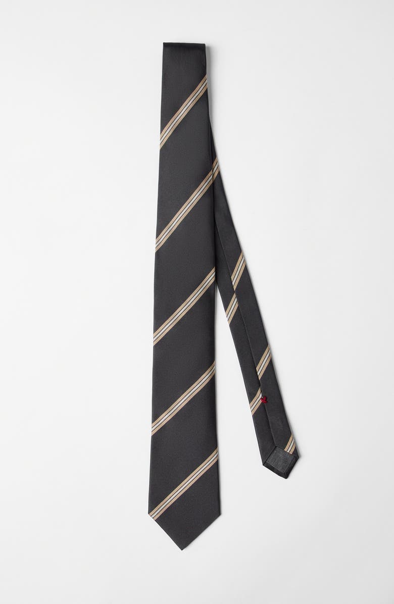 Brunello Cucinelli Silk necktie, Alternate, color, Anthracite