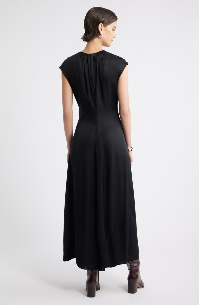 Shirred Cap Sleeve A-Line Dress