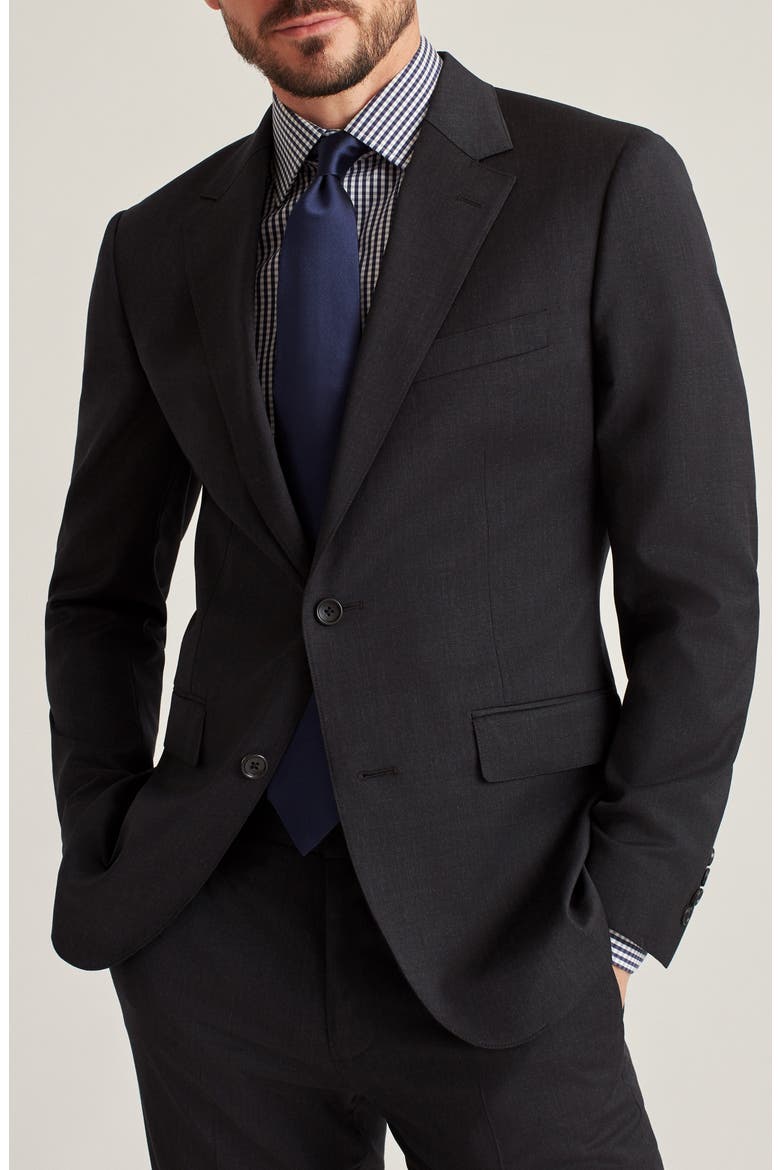 Jetsetter Slim Fit Charcoal Grey Stretch Wool Suit Jacket, Main, color, CHARCOAL