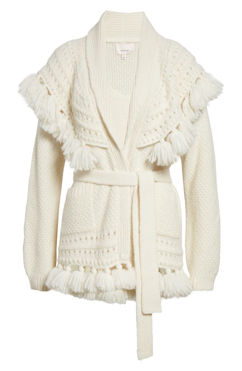 Cinq à Sept Asmi Belted Cardigan, Alternate, color, Ivory