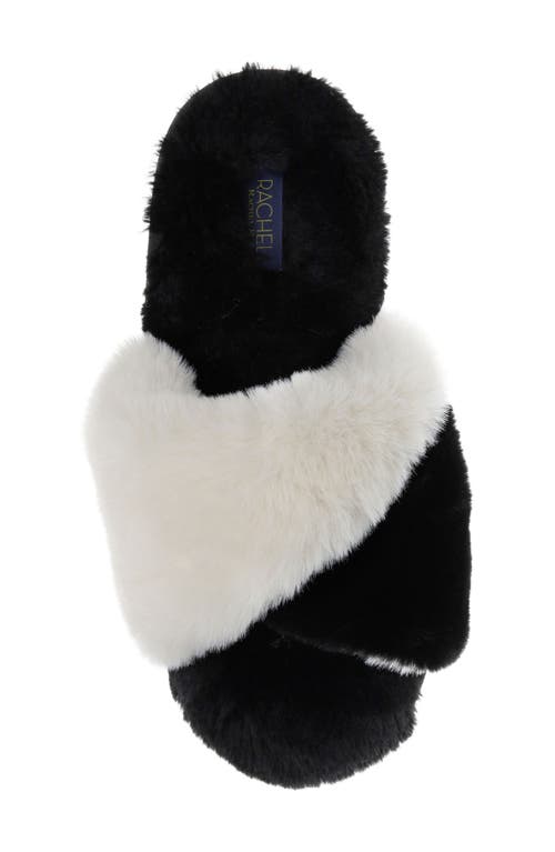 Rachel Roy Plush Twist Faux Fur Slide Slipper In Black