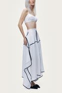 Nocturne Contrast Trim Asymmetric Hem Skirt