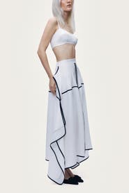 Nocturne Contrast Trim Asymmetric Hem Skirt
