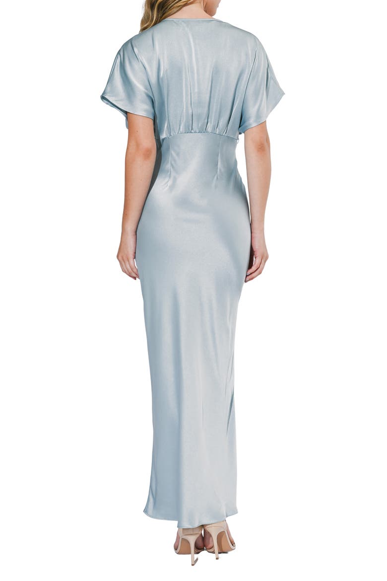 Dolman Sleeve Satin Cocktail Dress, Alternate, color, ICE BLUE