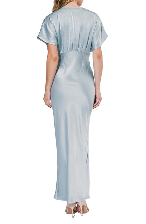 Dolman Sleeve Satin Cocktail Dress in Blue