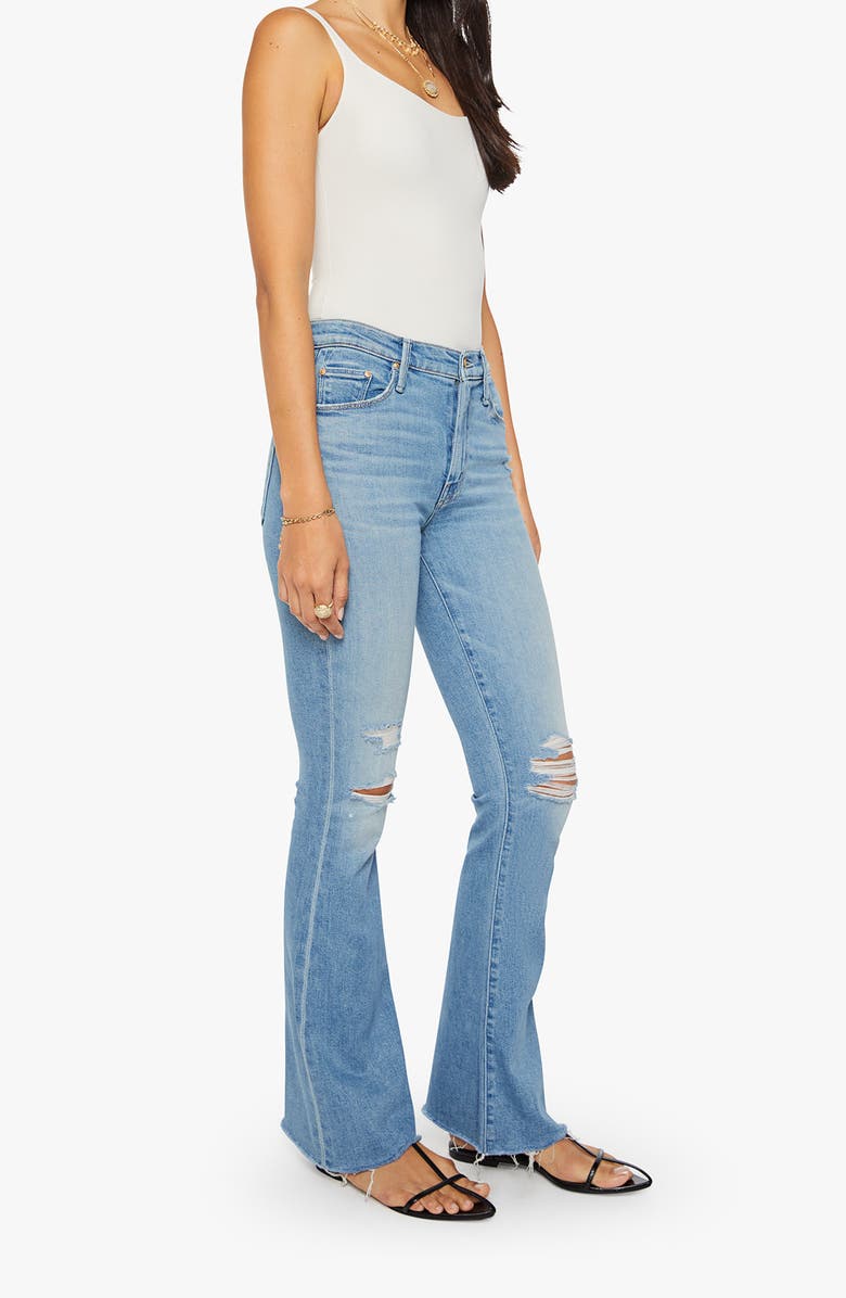 MOTHER Ripped Flare Jeans, Alternate, color, Chaos Is Calling