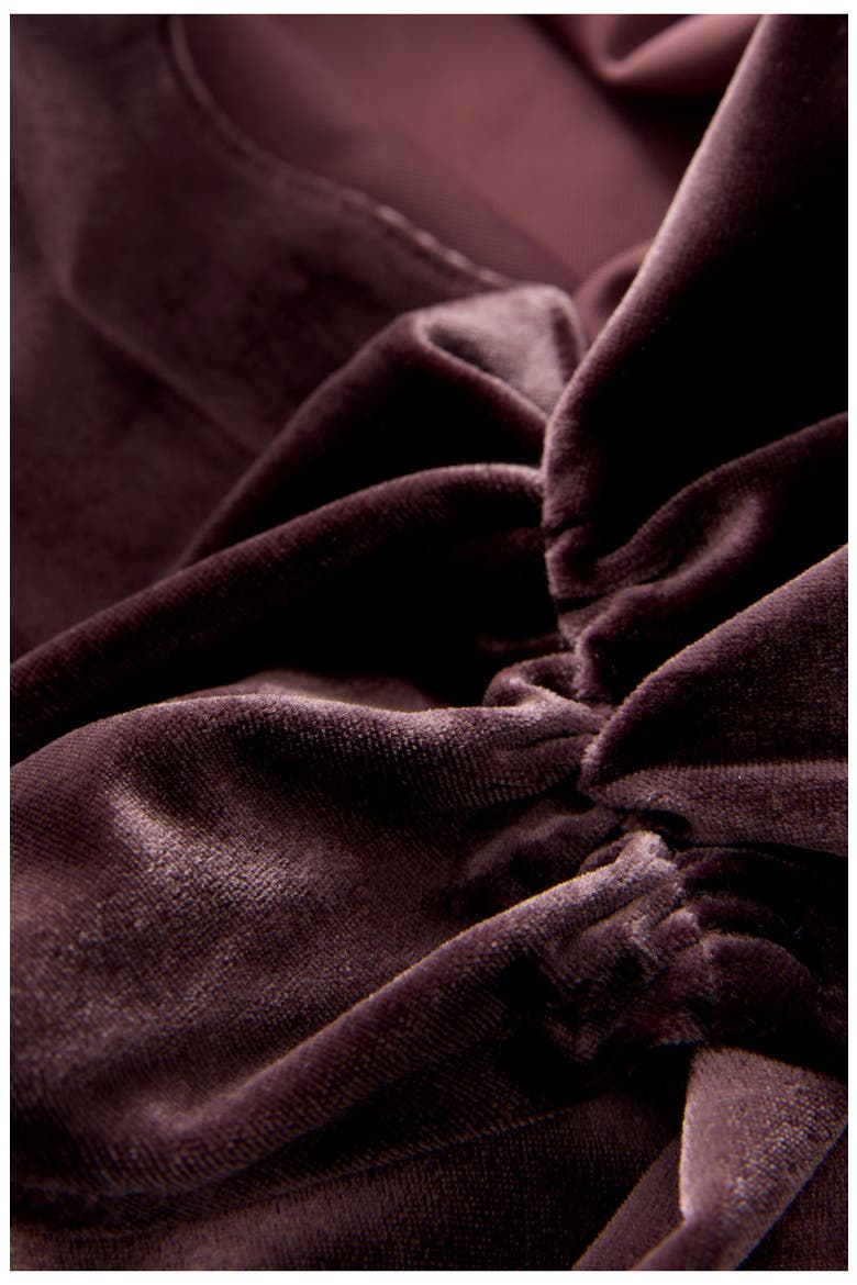 One-Shoulder Velvet Maxi Dress, Alternate, color, BROWN