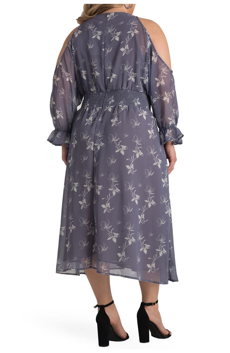 Standards & Practices Grace Floral Cold Shoulder Keyhole Midi Dress, Alternate, color,