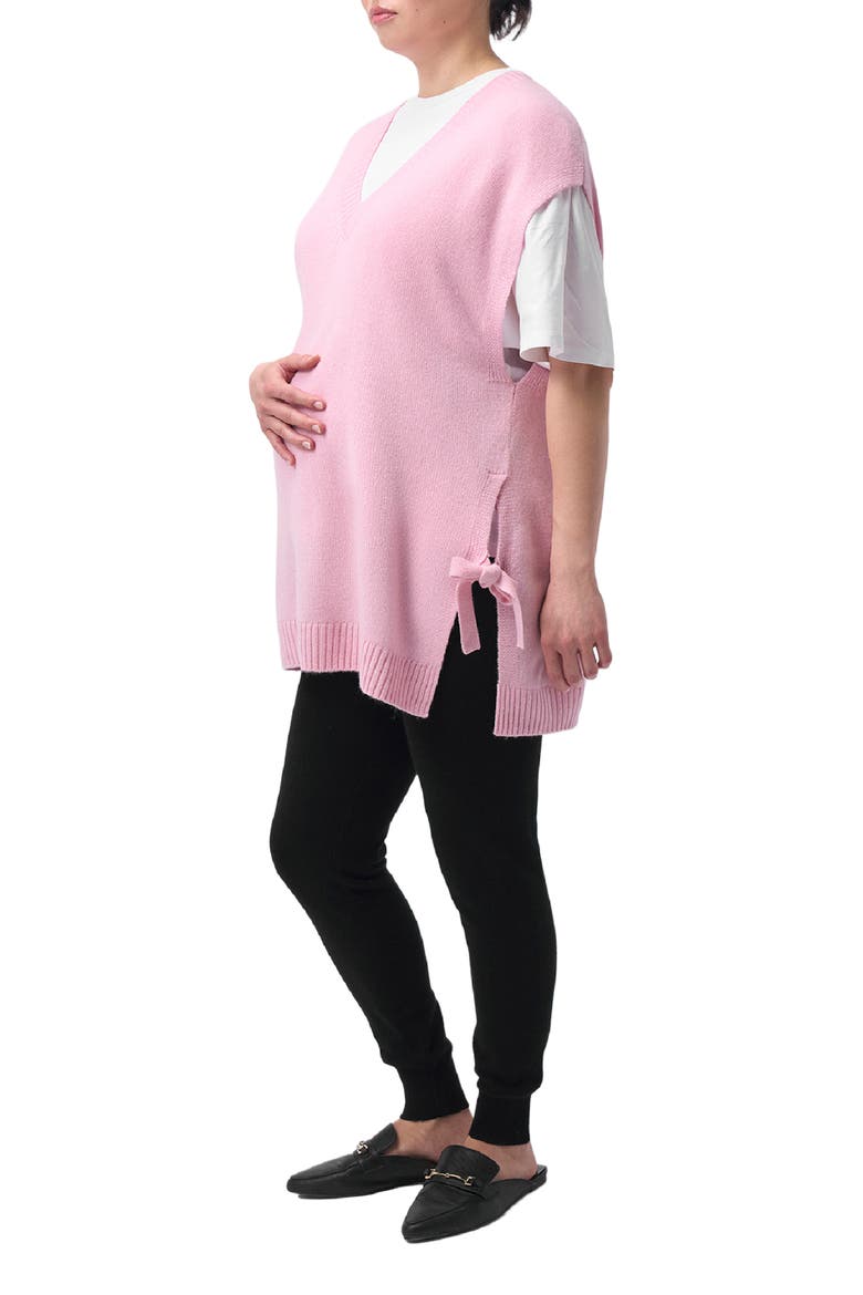 V-neck Cashmere Maternity Top, Alternate, color, almond blossom