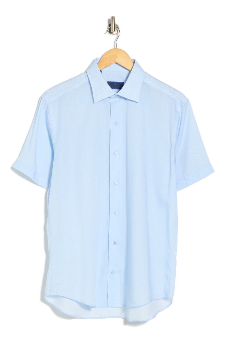 Micro Floral Print Short Sleeve Shirt, Alternate, color, SKY/ WHITE