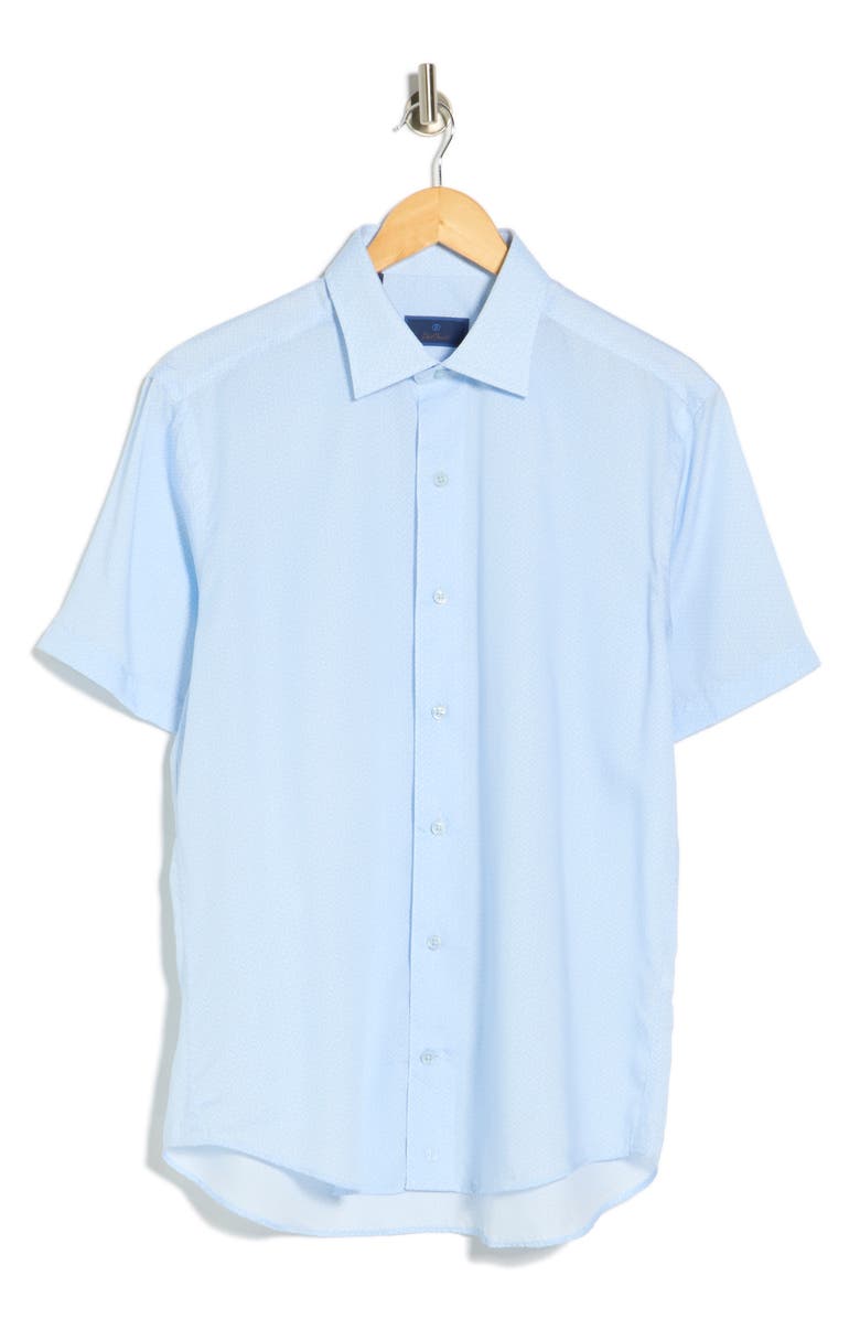 David Donahue Casual Short Sleeve Sport Shirt, Main, color, Sky/ White