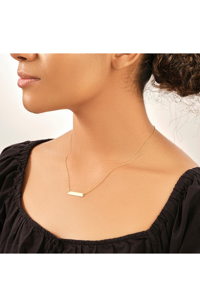 Sterling Forever 14K Gold Sterling Silver Mini Bar Necklace, Alternate, color, 
