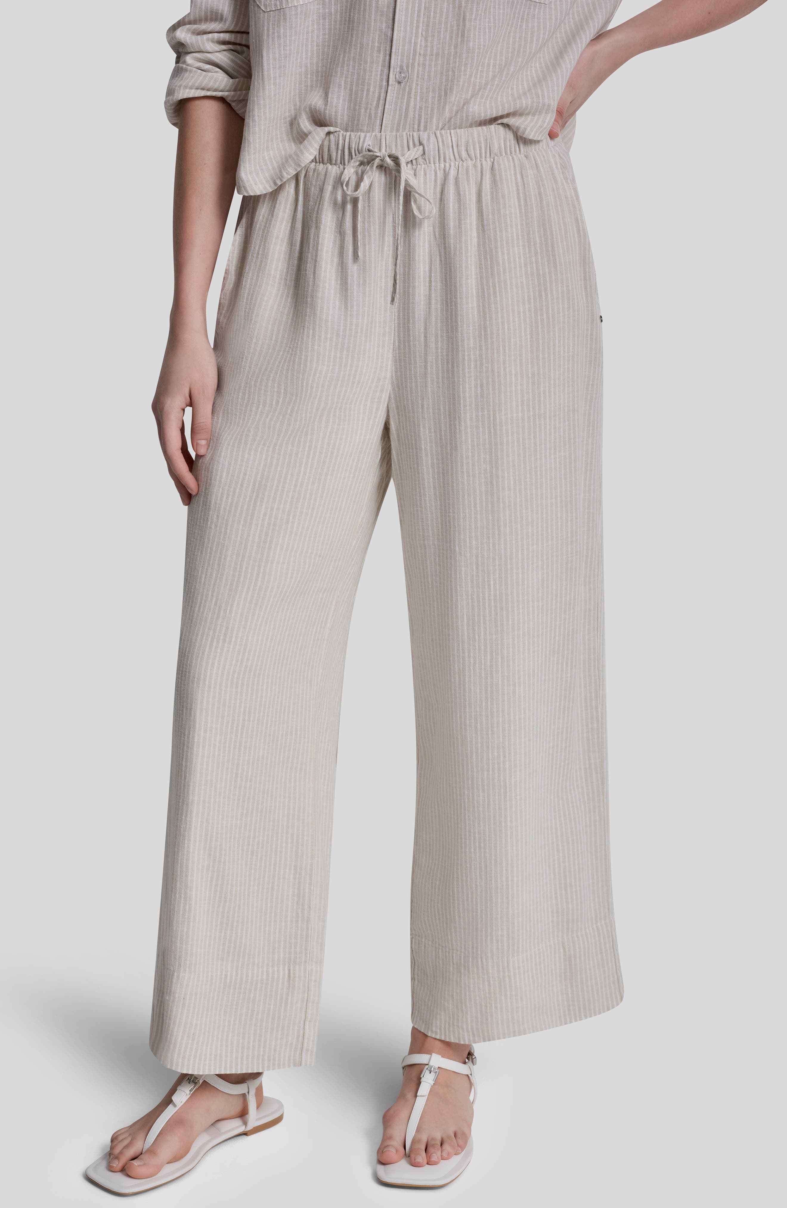 DKNY Jeans High Waist Linen Blend Pants
