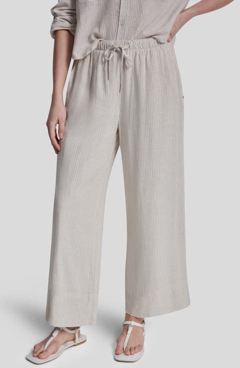 High Waist Linen Blend Pants