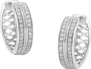 Haus of Brilliance 10K White Gold Diamond Hoop Earring