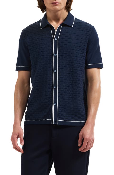 Short Sleeve Full Button Sweater