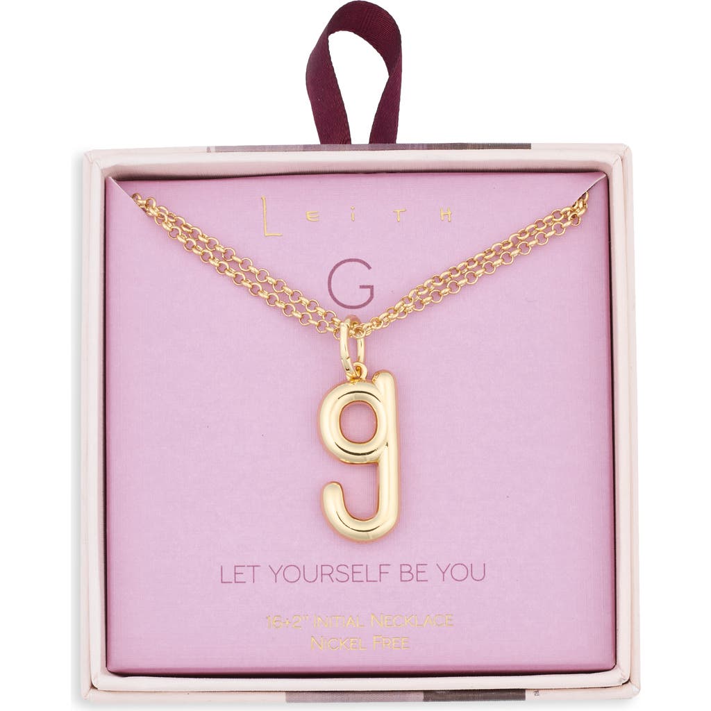 Leith Lowercase Initial Bubble Pendant Necklace In Gold