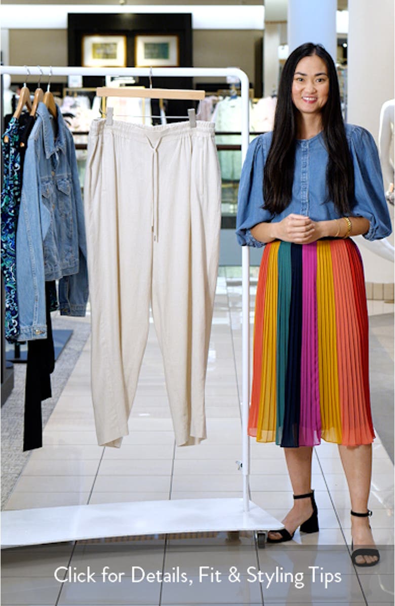 Linen Blend Wide Leg Drawstring Pants, sales video thumbnail