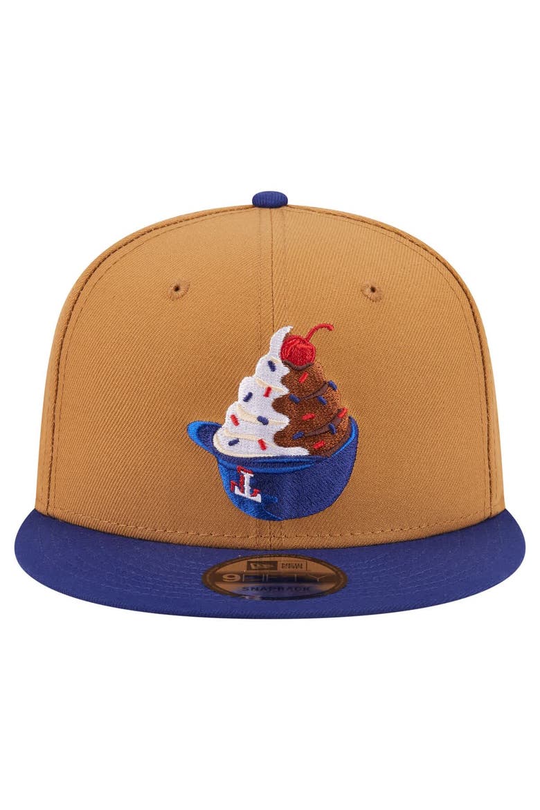 Men's New Era Khaki/Dark Blue Texas Rangers Ice Cream 9FIFTY Snapback Hat, Alternate, color, Khaki
