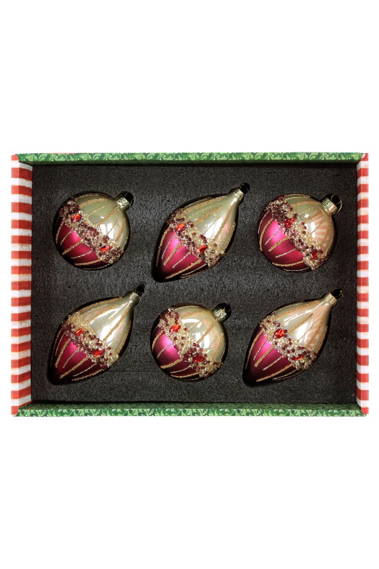 Shimmer Jeweled Ornament, Box of 6, Alternate, color, Red