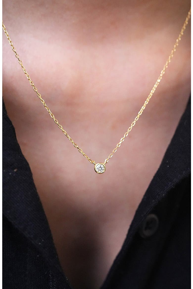Bezel Lab Grown Diamond Pendant Necklace, Alternate, color, GOLD