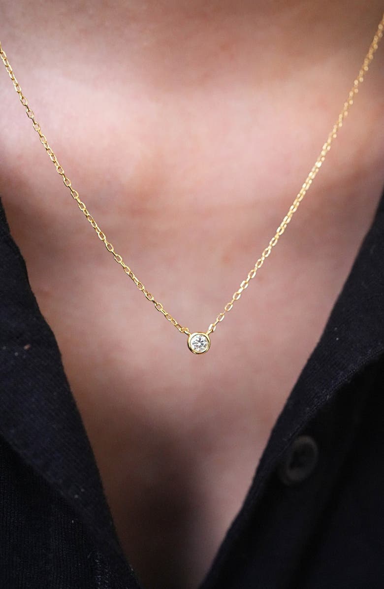 Argento Vivo Sterling Silver Bezel Lab Grown Diamond Pendant Necklace, Alternate, color, 