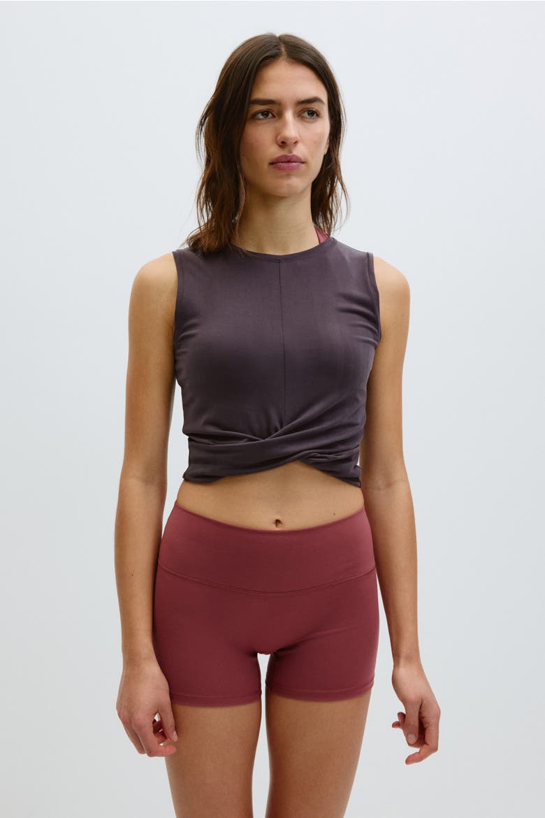 Slim Fit Twist-detail Sports Vest Top, Alternate, color, Plum