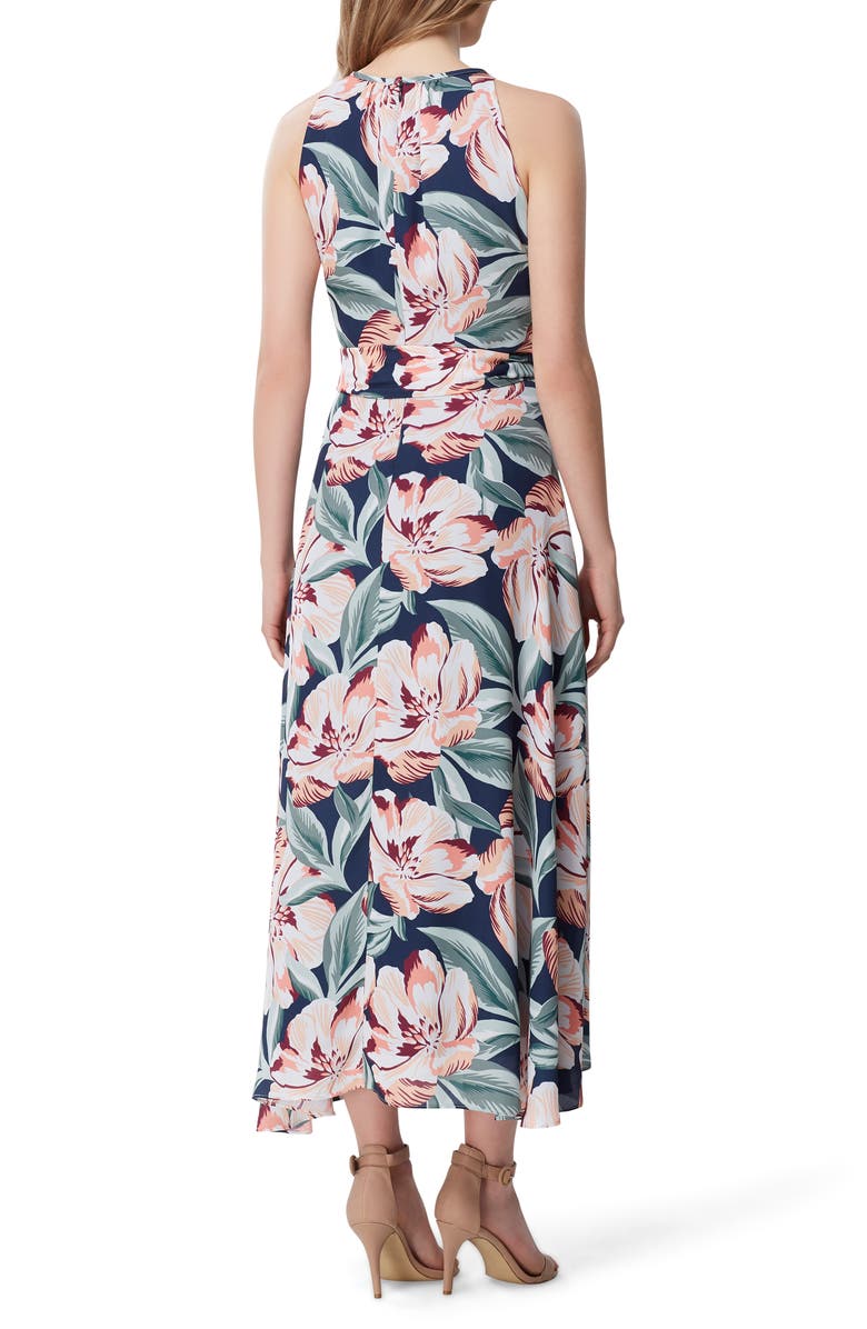 Tahari Print Sleeveless Tie Waist Maxi Dress, Alternate, color, 