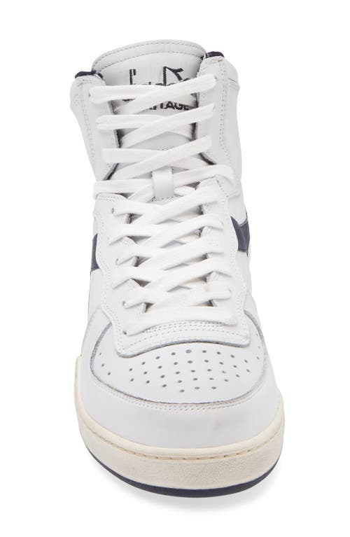 Diadora Gender Inclusive Mi Basket Used High Top Sneaker In White/blue Corsair