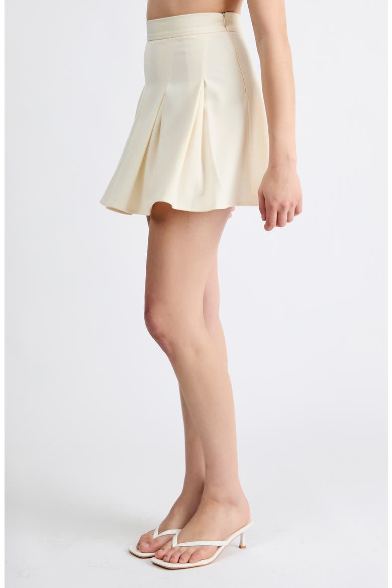 Juliet Pleated Skater Miniskirt, Alternate, color, IVORY