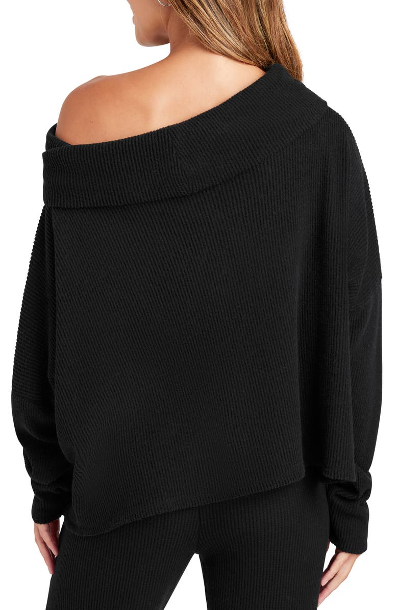 Splendid London One-Shoulder Lounge Top, Alternate, color, Black