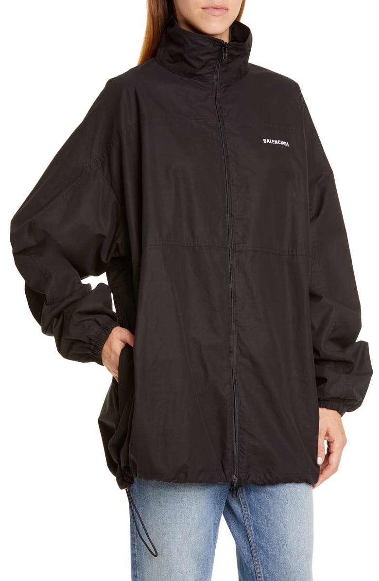 Balenciaga Logo Embroidered Cotton Poplin Jacket, Alternate, color, 